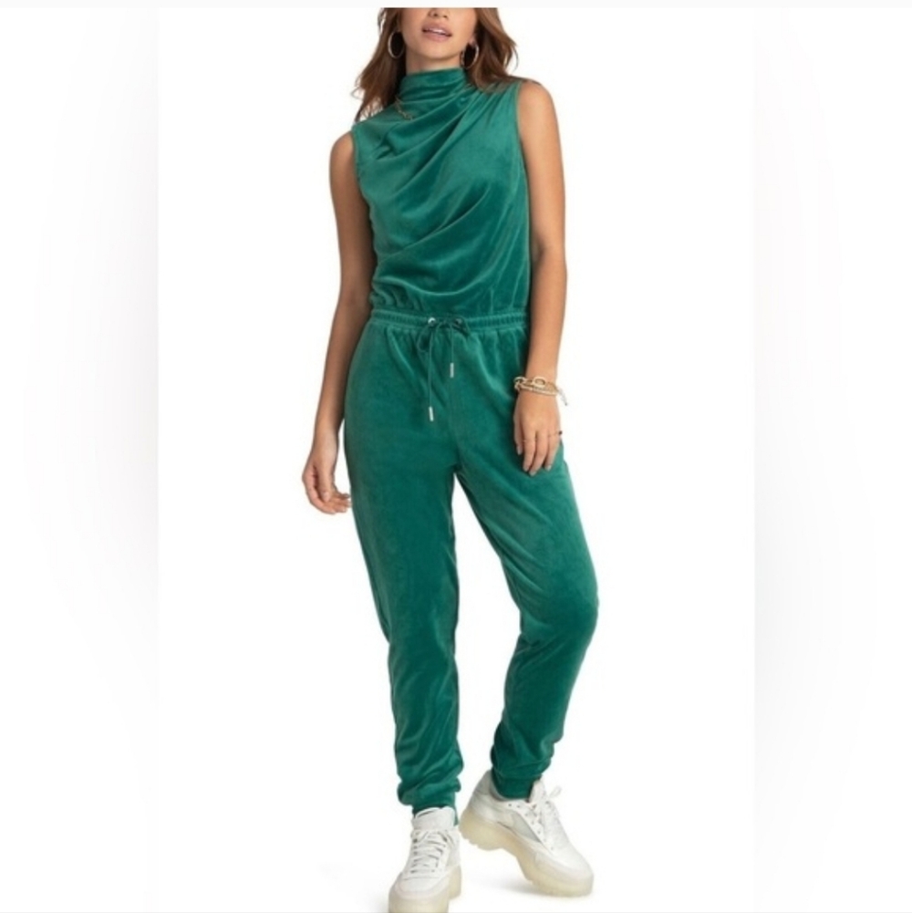 Juicy Couture Sleeveless Velour Jumpsuit Jade Green Size Small NWT